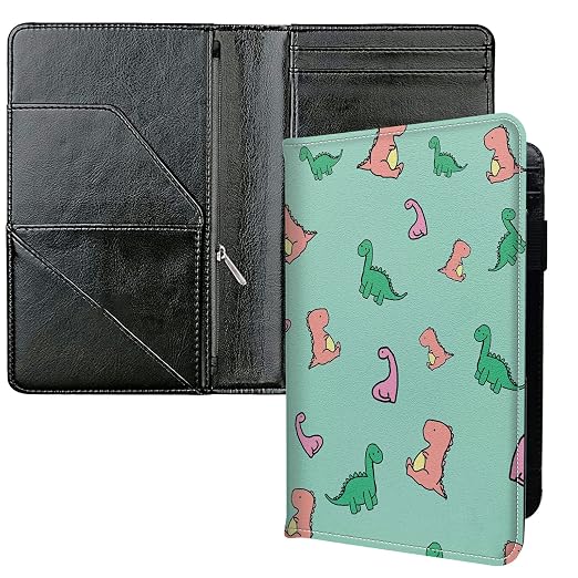 Server Books for Waitress, with 7 Large Pockets, Waiter Serving Book, Waitstaff Server Order Pads, Cute PU Leather Server Book with Pen Holder Fit Server Apron, Cute Dinosaur B by Unknown