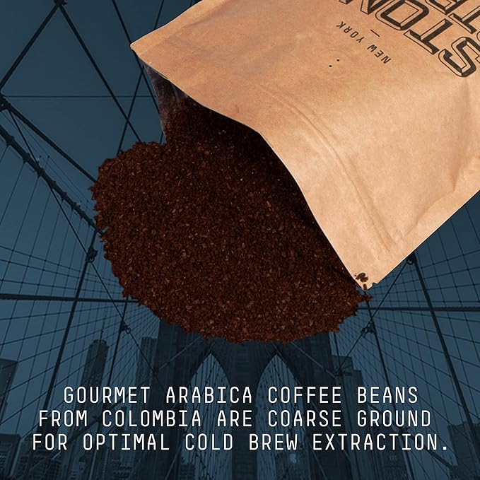 Stone Street Cold Brew Coffee, Low Acid, 100% Arabica, Gourmet Coffee - Strong & Smooth Blend, Coarse Ground, Dark Roast, Colombian Single Origin, 2 LB