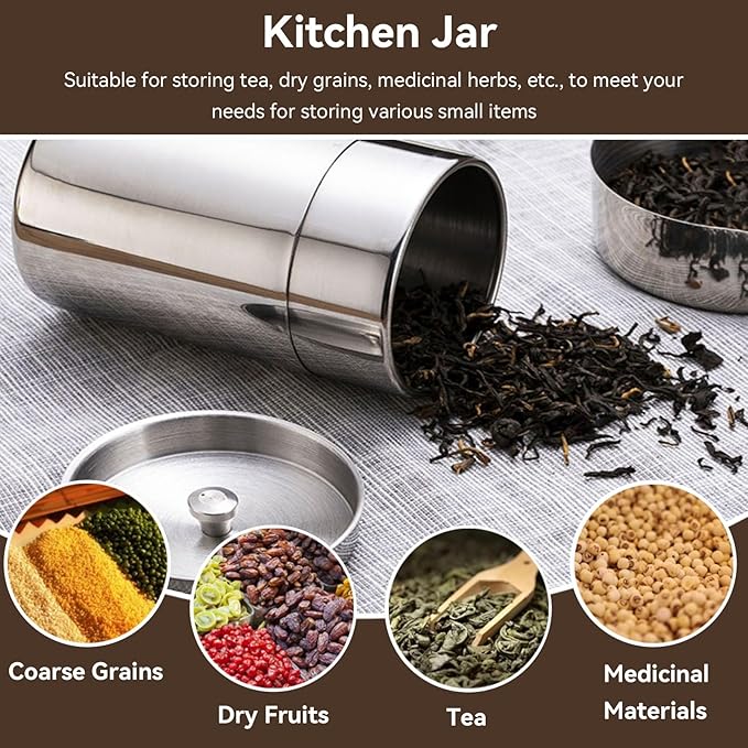Agatige Tea Tin for Loose Tea, Stainless Steel Coffee Storage Container Kitchen Canisters 400ml 13oz/550ml 18oz(L)