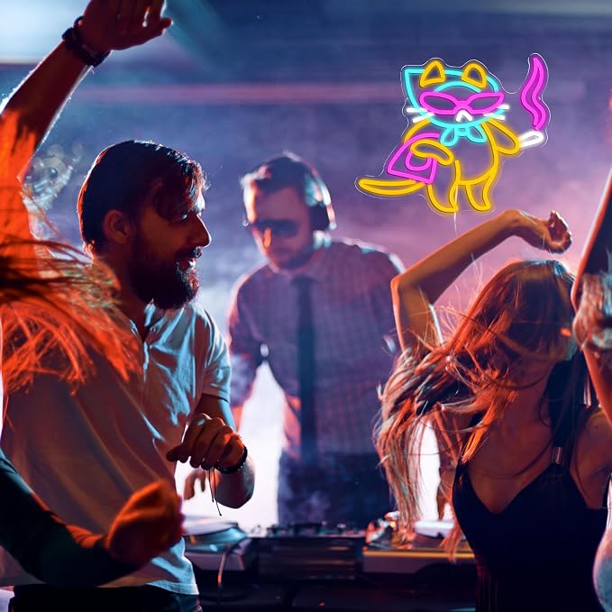 Lady Cat Neon Sign USB Powered Cool Glasses Cat LED Light Sign for Wall Decor Dimmable Fashion Kitty Neon Light for Bedroom Living Room Man Cave Bar Party Fashion Store Pet Shop - Image 5