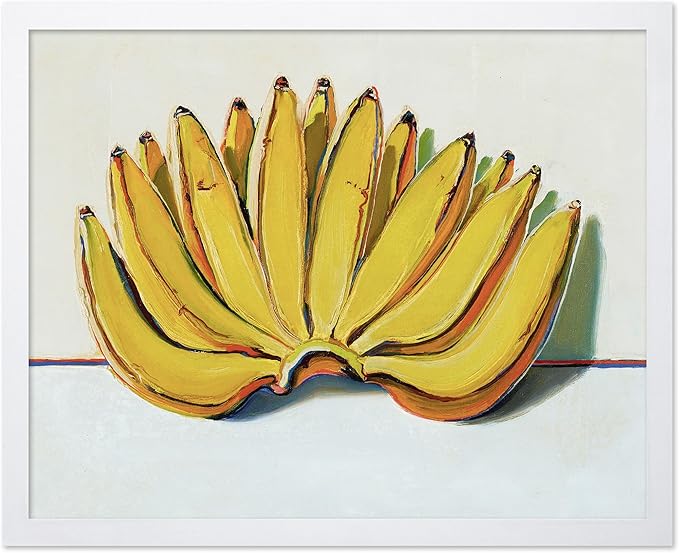 Poster Master Vintage Food & Drink Poster - Retro Banana Oil Painting Print - Banana Art - Gift for Vegan, Vegetarian, Foodies - Perfect Decor for Bakery, Home, Kitchen, 8x10 White Framed