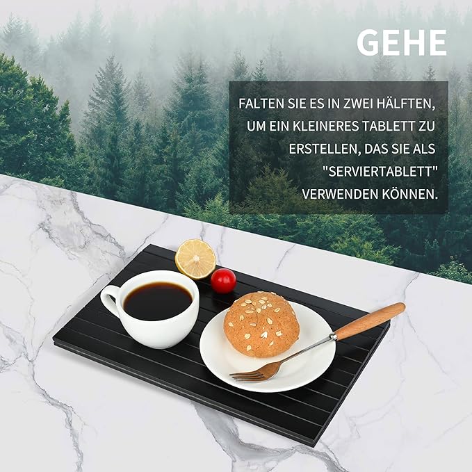 GEHE Sofa Arm Tray Table - Flexible/Foldable Couch Arm Table Perfect for Drink & Snacks (16.5" L x 13.25" W x 0.4" H, Black)