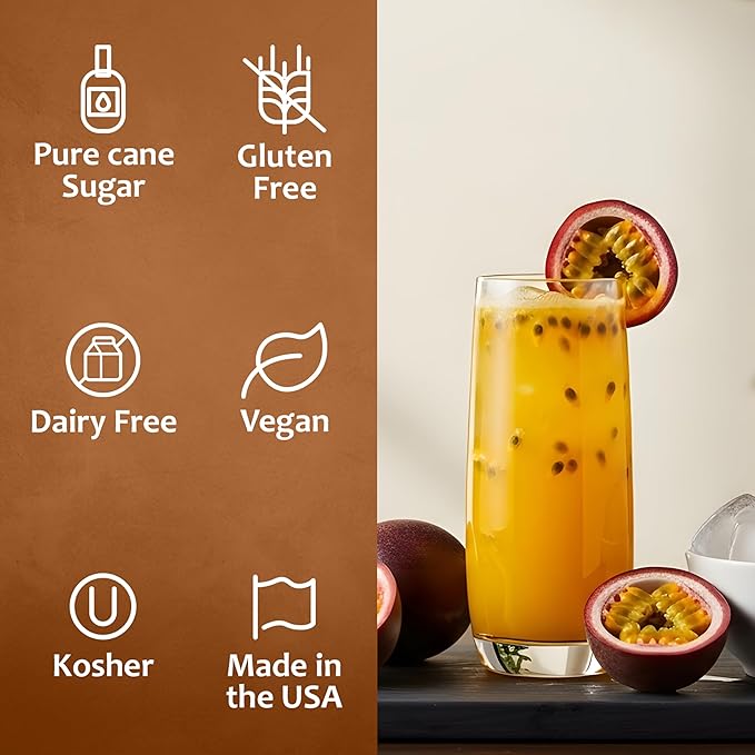 Syruvia Passion Fruit Flavored Syrup for Drinks, Cocktails, Lemonades, Iced Teas and Desserts – 25.4 fl oz, With Pump