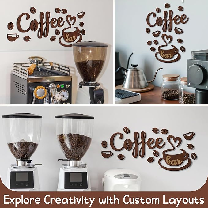 Woodamore Coffee Bar Signs for Wall Decor - Vintage Coffee Signs Decor for Kitchen, Cafe Decorations for Home Bar Accessories, Farmhouse Cafe Sign
