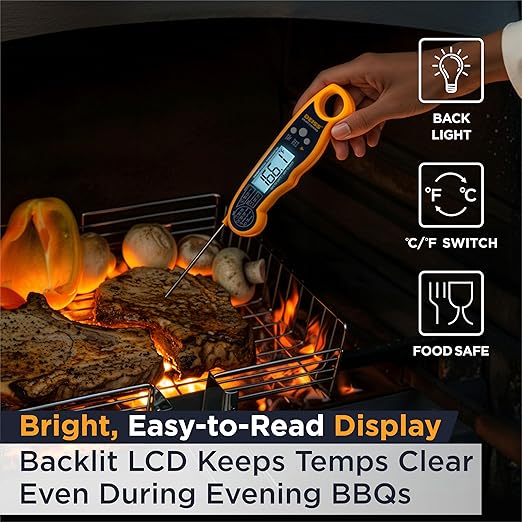 Deiss PRO Digital Meat Thermometer – Ultra Fast Digital Cooking Thermometer with Backlight Display - Waterproof Thermometer for Beef, Poultry, BBQ – Instant Read Candy Thermometer