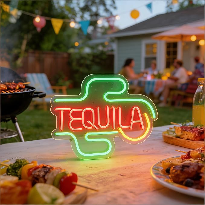Tequila LED Neon Sign - USB Powered Decorative Neon Light for Bar Home Living Room, Mexican Cocktail Theme Party Wall Table Decoration, 15.7 x 12.6 In - Image 5