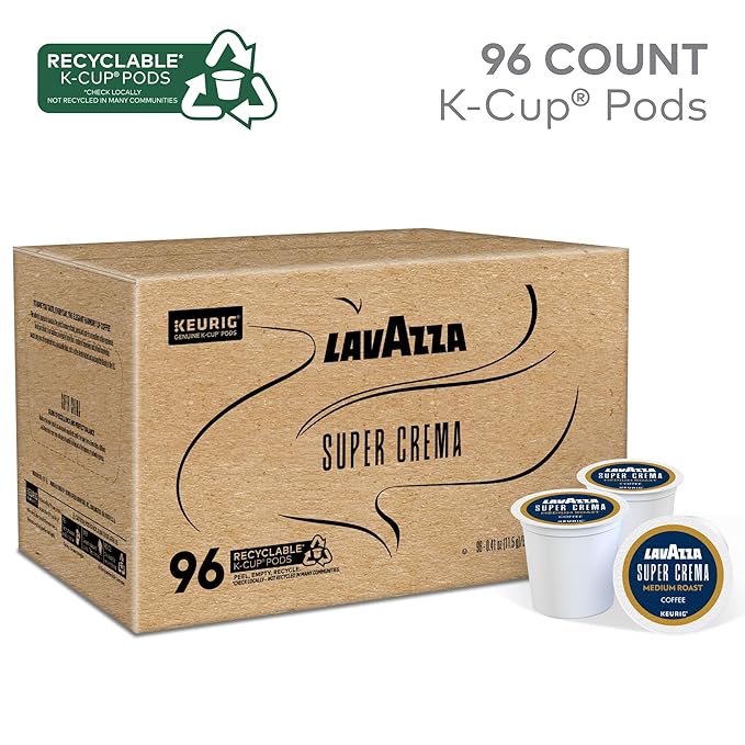 Lavazza Super Crema, Single Serve Keurig® K-Cup® Pods, Medium Espresso Roast Coffee, 1 Box, 96 Count