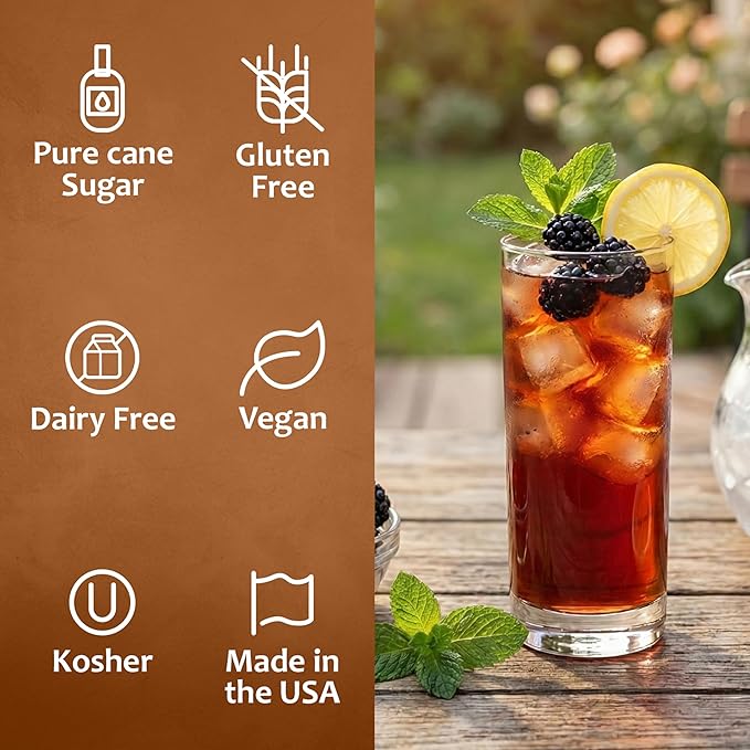 Syruvia Blackberry Tea Flavored Syrup for Drinks, Cocktails, Lemonades, Iced Teas and Desserts – 25.4 fl oz, With Pump