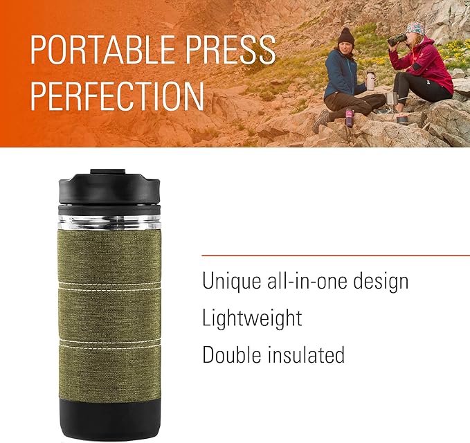 GSI Outdoors Commuter Javapress | Insulated, Spill-Resistant Javapress for Commuting, Travels and Camping