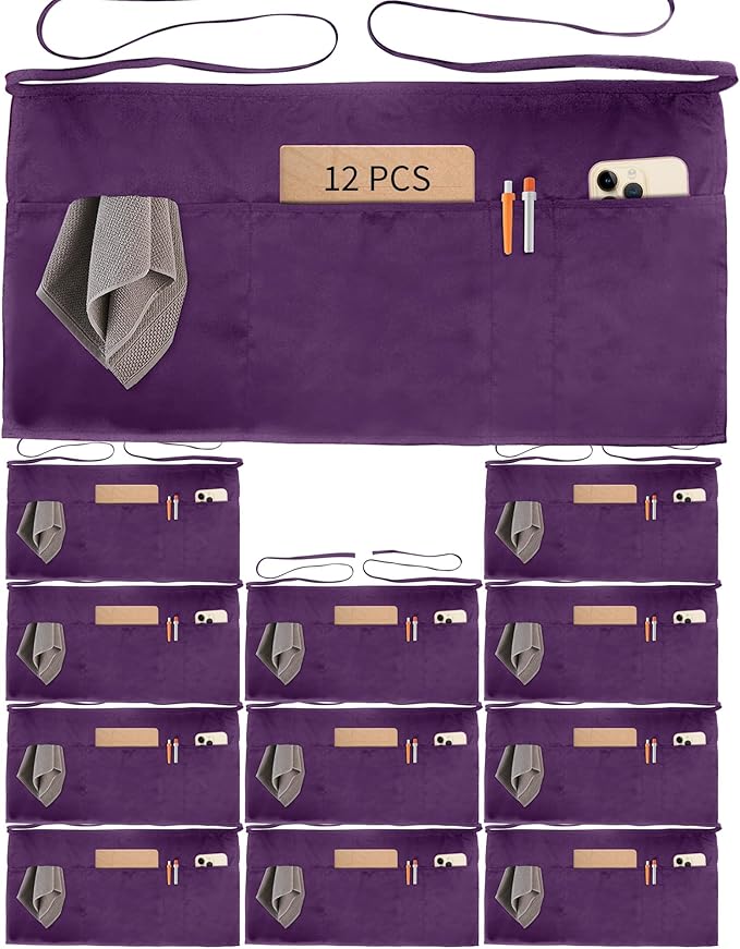 Xeoxarel Aprons with 4 Pockets (Available in 3 Pack / 7 Pack) 23.5'' X 11.5''