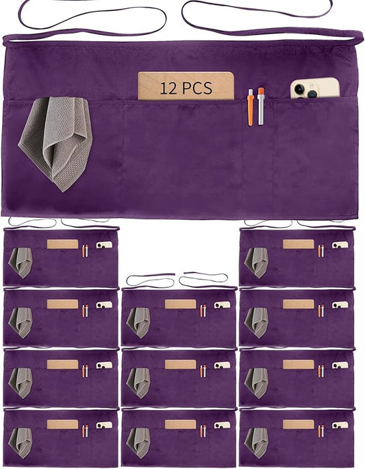Xeoxarel Aprons with 4 Pockets (Available in 3 Pack / 7 Pack) 23.5'' X 11.5''