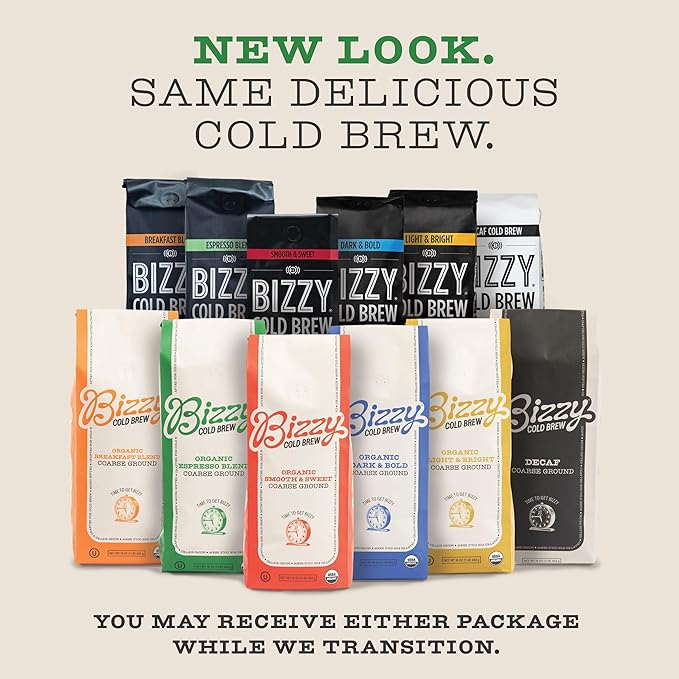 Bizzy Organic Cold Brew Coffee | Breakfast Blend | Coarse Ground Coffee | Medium-Light Roast | Micro Sifted | Specialty Grade | 100% Arabica | 1 LB