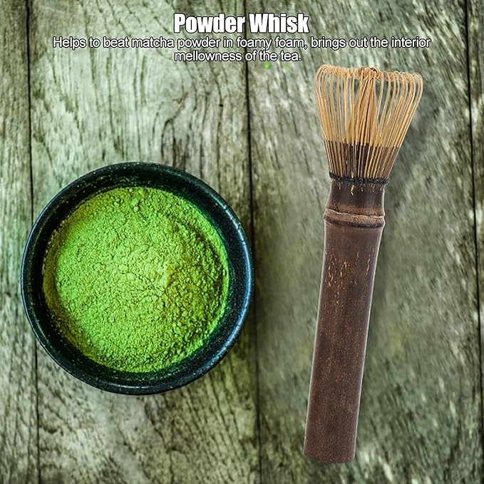 Matcha Whisk Chasen, Bamboos Whisk Matcha Brush Set, Smooth Matcha Whisks Tool with Long Handle, Portable Green Tea Whisker with Chasen Stand, 1.18 x 5.91in, Purple