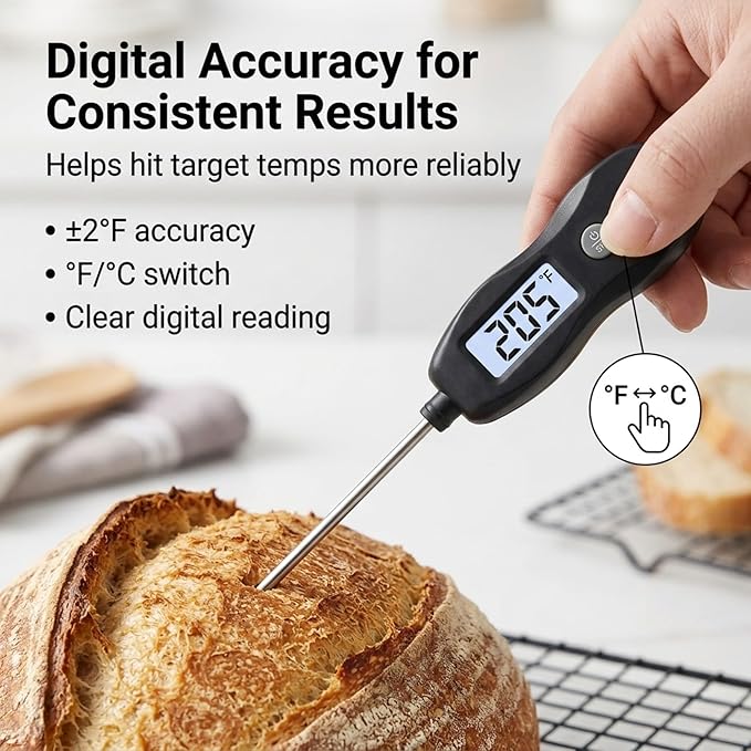 Digital Meat Thermometer Backlight,Waterproof Instant Read Food Thermometer for Cooking Grilling BBQ Baking Liquids Beef Turkey (Black)