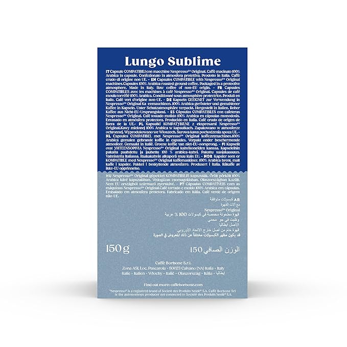 Caffè Borbone Lungo Sublime Medium Roast Aluminum Capsules Compatible with Nespresso Original Machines, 30 Count