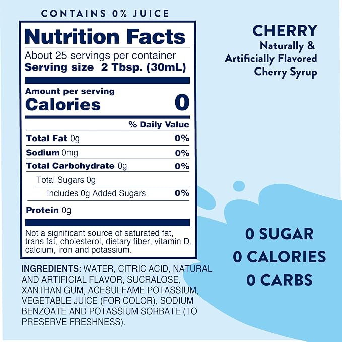 Jordan's Skinny Mixes Sugar Free Syrup, Cherry Flavor, Fruit Flavored Water Enhancer, Drink Mix for Iced Tea, Lemonade, Drinks, Low Calorie Water Flavoring, Dairy & Gluten Free, Kosher, 25.4 Fl Oz, 2 Pack - Image 2