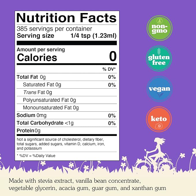 NuNaturals Stevia Syrup, Sugar-Free Sweetener, Plant-Based Sugar Substitute, Zero Calorie, Vanilla Flavor, 16 oz - Image 2