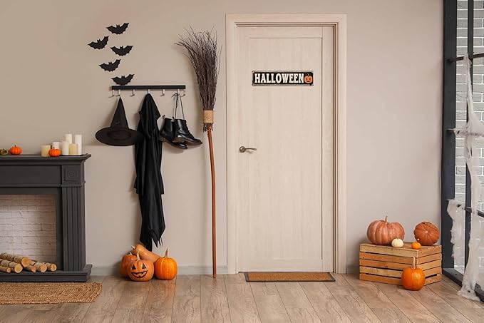 Vintage Tin Halloween Sign Retro Metal Pumpkinhead Signs For Home Decor Stylish Wall Art Plaques Gift For Home Bathroom Kitchen And Gothic Wall Decor In Every Room 4x16 In