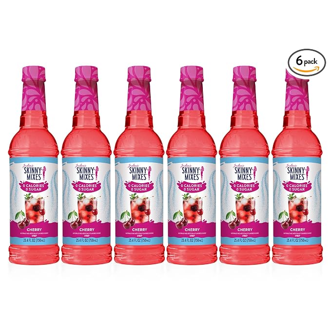 Jordan's Skinny Mixes Sugar Free Syrup, Cherry Flavor, Fruit Flavored Water Enhancer, Drink Mix for Iced Tea, Lemonade, Drinks, Low Calorie Water Flavoring, Dairy & Gluten Free, 25.4 Fl Oz, 6 Pack - Image 8
