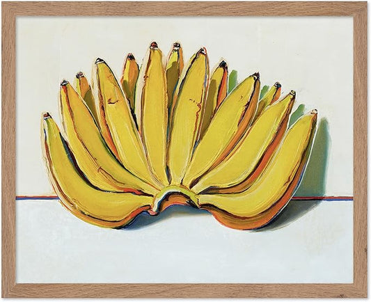 Poster Master Vintage Food & Drink Poster - Retro Banana Oil Painting Print - Banana Art - Gift for Vegan, Vegetarian, Foodies - Perfect Decor for Bakery, Home, Kitchen, 16x20 Beige Framed