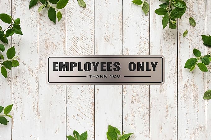 Employees Only Metal Sign 4x16in Retro Wall Plaque for Office Garage House Bathroom Kitchen Room Door Decor