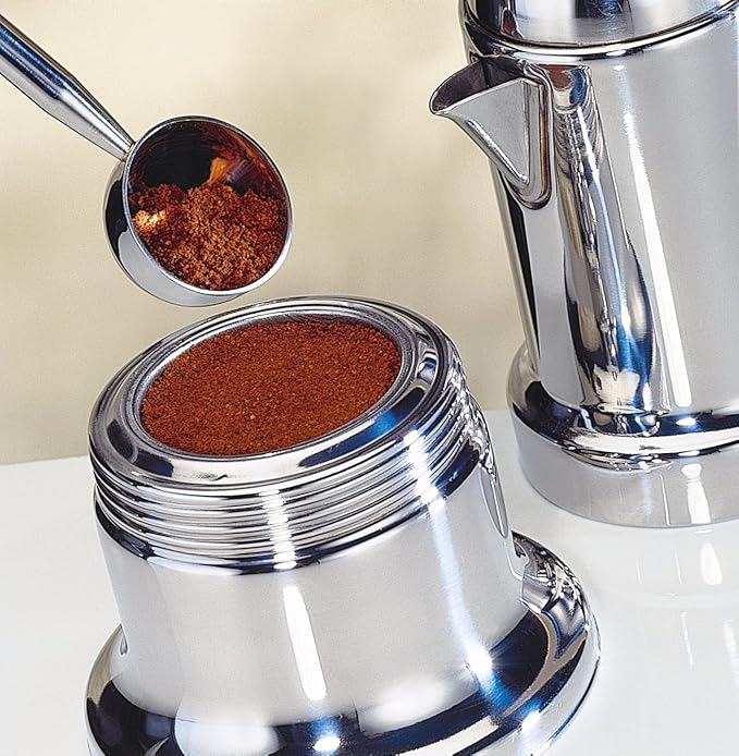 CILIO Aida Stainless Steel Stovetop Espresso Maker, Polished Stainless, 4 Cup,Silver