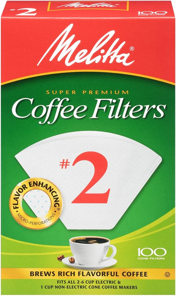 Melitta #2 Cone Coffee Filters, White, 100 Count - Packaging May Vary