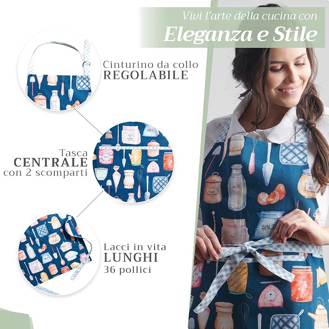 Maison d' Hermine 100% Cotton Apron for women with Pocket Kitchen Chef Apron for Men Cooking Mothers Day Gifts - Image 5