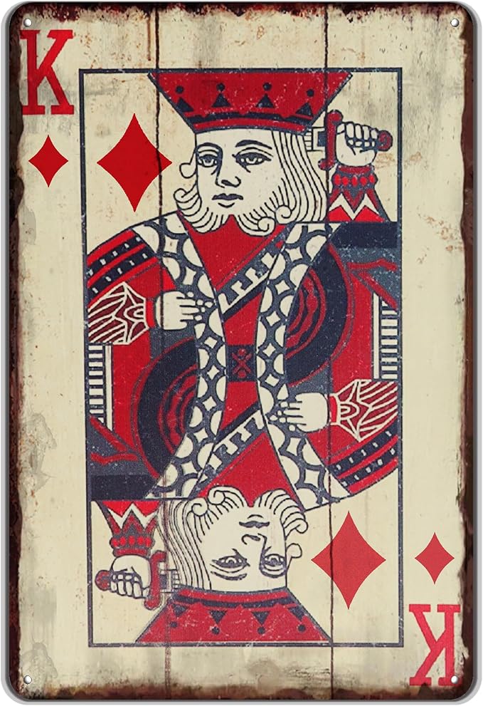Vintage Poker Wall Decor Metal Sign Retro tin Sign Wall Decorative Signs for Man Cave Home Cafe Pub bar Shop 12x8 Inch Dianmond King by TREEPERI