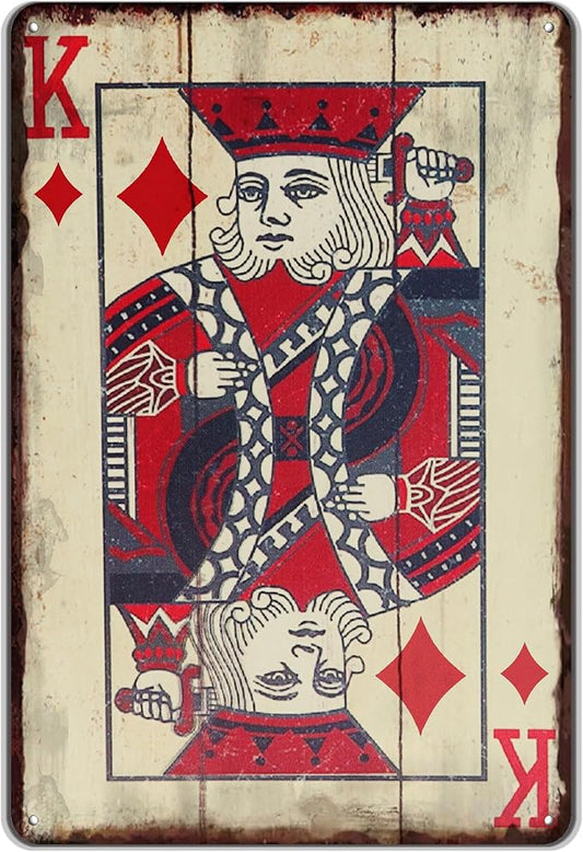 Vintage Poker Wall Decor Metal Sign Retro tin Sign Wall Decorative Signs for Man Cave Home Cafe Pub bar Shop 12x8 Inch Dianmond King by TREEPERI