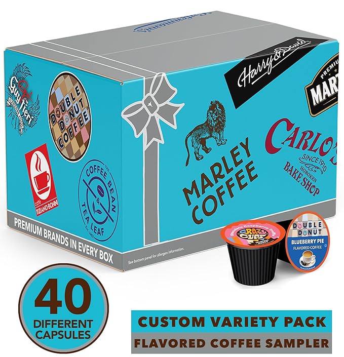 Crazy Cups Flavored Coffee Pods Variety Pack, Fully Compatible With All Keurig Flavored K Cups Brewers, Coffee Sampler, 40 Count