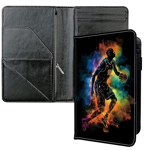 Server Books for Waitress, with 7 Large Pockets, Waiter Serving Book, Waitstaff Server Order Pads, Cute PU Leather Server Book with Pen Holder Fit Server Apron, Basketball Player by Unknown