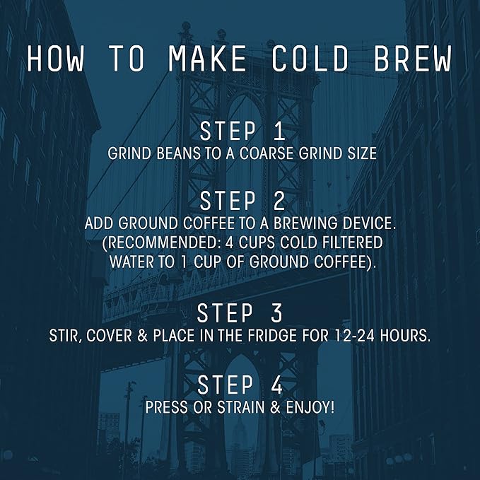 Stone Street Cold Brew Coffee, Low Acid, 100% Arabica, Gourmet Coffee - Strong & Smooth Blend, Coarse Ground, Dark Roast, Colombian Single Origin, 2 LB