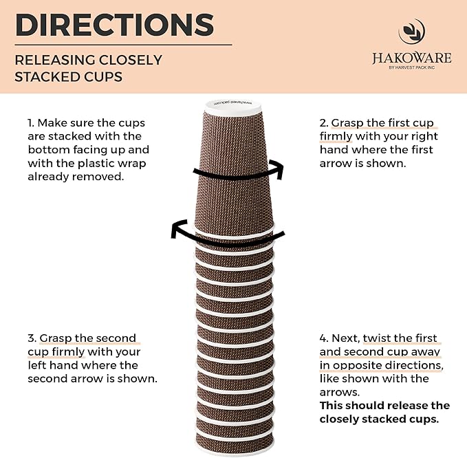 [1000 SET]Harvest Pack 12 oz Disposable Coffee Cups, Insulated Ripple Double-Walled Paper Cups with White Lids, Brown Geometric, Leak-Proof Drinking Cups for Tea Hot Chocolate Drinks To go coffee cups