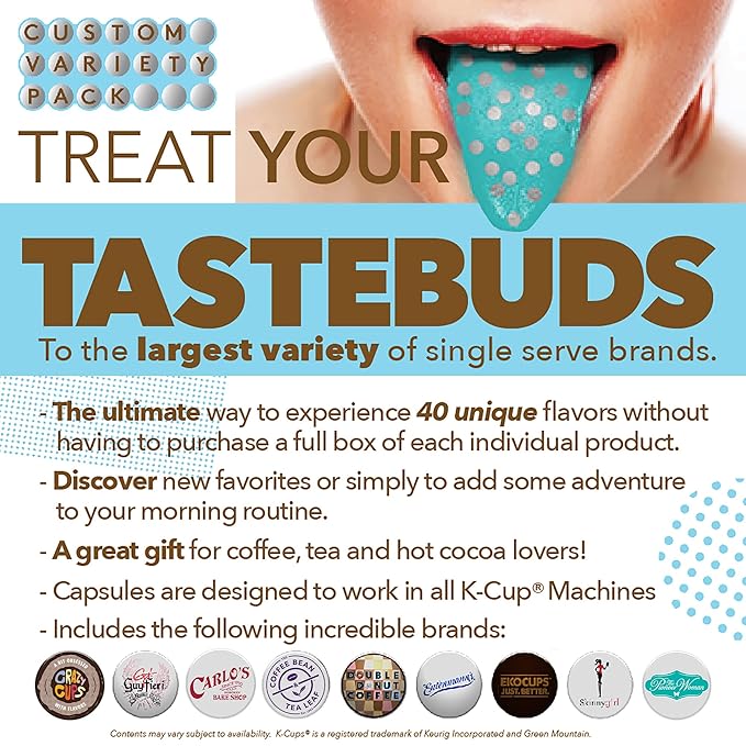 Flavored Decaf Coffee Pods Variety Pack, Great Mix of Decaffeinated Coffee Pods Compatible with all Keurig K Cups Brewers, 40 Count Bulk Pack