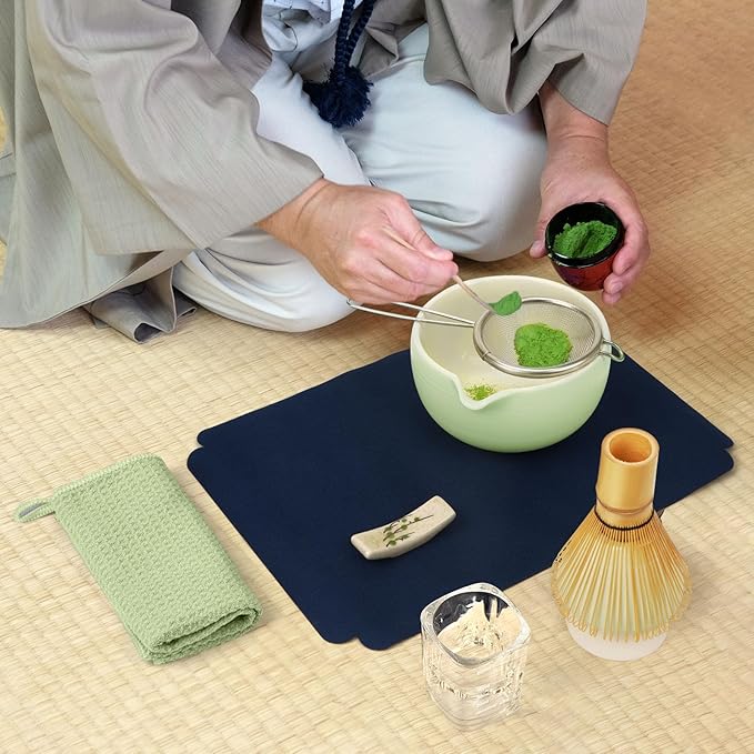 Matcha Whisk Set, Matcha Kit 10-Pcs, Bamboo Whisk and Ceramic Bowl with Spout & Measuring Spoon & Cup, Japanese Ceremony Matcha Tea Powder Making Tools, Light Green