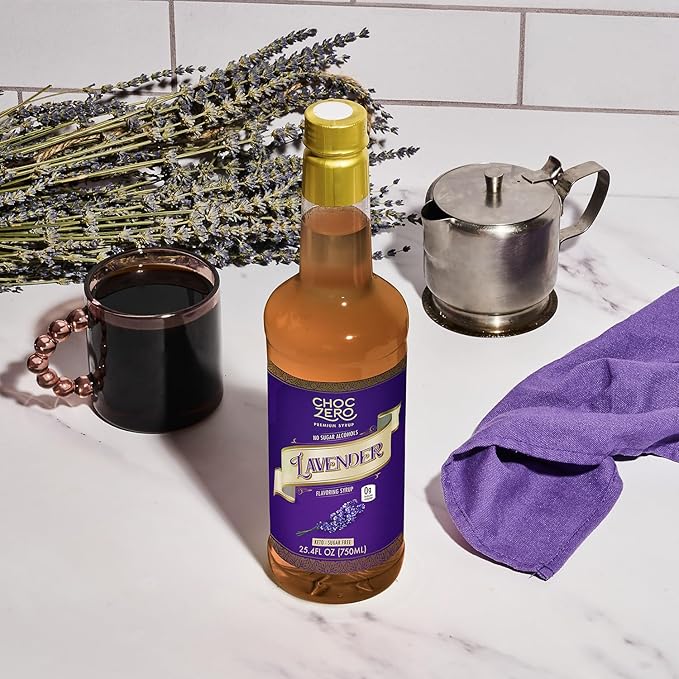 ChocZero Sugar Free Lavender Flavoring Syrup – Keto Friendly, Low Calorie & No Sugar Alcohols – 25.4 Fl Oz