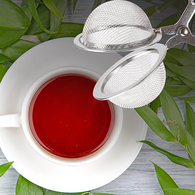HIC Kitchen Snap Mesh Ball Tea Infuser, 18/8 Stainless Steel, For Loose Leaf Tea and Mulling Spices