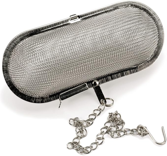 RSVP International Endurance Kitchen Collection Stainless Steel Mesh Floating Spice Infuser for Soups, Stews or Large Tea Pot, Jumbo Oval, 4.25x1.75"