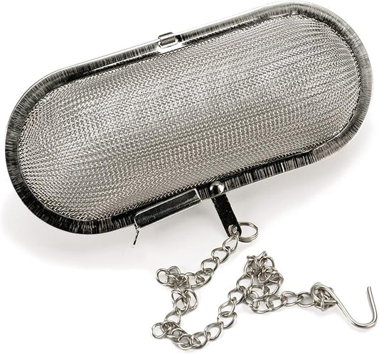 RSVP International Endurance Kitchen Collection Stainless Steel Mesh Floating Spice Infuser for Soups, Stews or Large Tea Pot, Jumbo Oval, 4.25x1.75"
