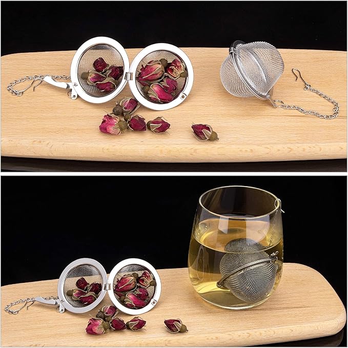 12 Pack Tea Ball Infuser Stainless Steel Mesh Tea Strainer Filters Tea Interval Diffuser with Extended Chain Hook for Brew Loose Leaf Tea and Spices & Seasonings
