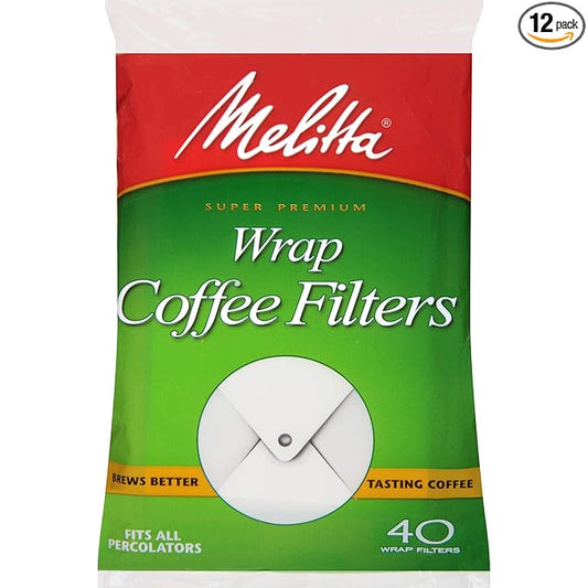 Melitta Percolator Wrap-Around Coffee Filters, White, 40 Count (Pack of 12) 480 Total Filters Count