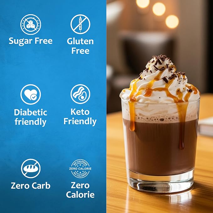 Syruvia Sugar Free Coffee Syrup, Caramel Chocolate Flavored Syrup for Drinks, Lattes and Desserts – 25.4 fl oz, With Pump - Image 4