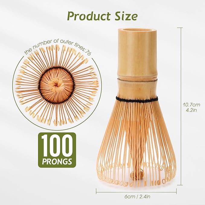 Handcrafted Bamboo Matcha Whisk, Traditional Japanese Chasen Matcha Stirrer, 100% Handmade from natural Bamboo (2Pcs)