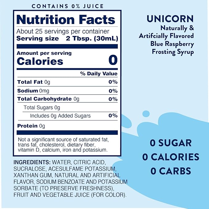 Jordan's Skinny Mixes Sugar Free Syrup, Unicorn Flavor, Fruit Flavored Water Enhancer, Drink Mix for Iced Tea, Lemonade, Drinks, Low Calorie Water Flavoring, Dairy & Gluten Free, Kosher, 25.4 Fl Oz - Image 2