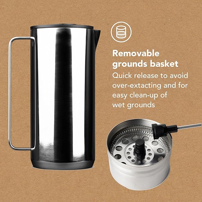 MiiR New Standard French Press - 33oz Stainless Steel Insulated French Press Coffee Maker