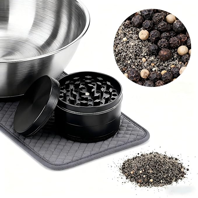 2.5-Inch Premium Manual Grinder for Coffee Beans, Spices, and Herbs - Heavy-Duty Aluminum, Smooth Grinding, Non-Stick Design, Essential Kitchen Tool - Black