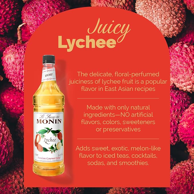 Monin - Lychee, Great for Teas, Lemonades, Smoothies, & Cocktails, Gluten-Free, Non-GMO (1 Liter) - Image 3