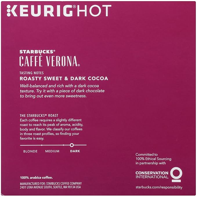 Starbucks Coffee K-Cup Pods, Caffe Verona, 32 CT