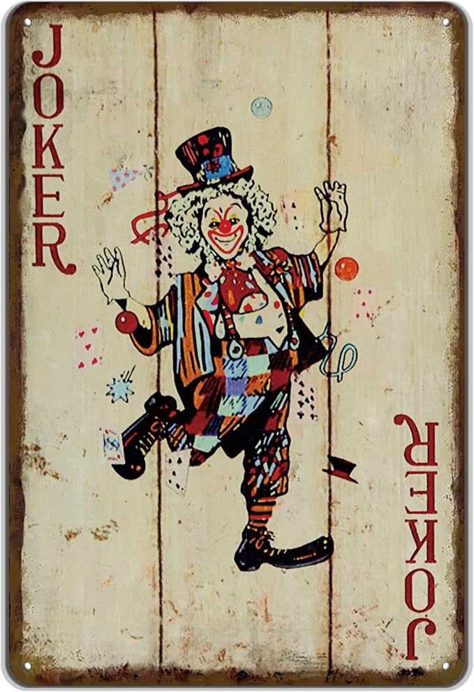 Vintage Poker Wall Decor Metal Sign Retro tin Sign Wall Decorative Signs for Man Cave Home Cafe Pub bar Shop 12x8 Inch JOKER by TREEPERI